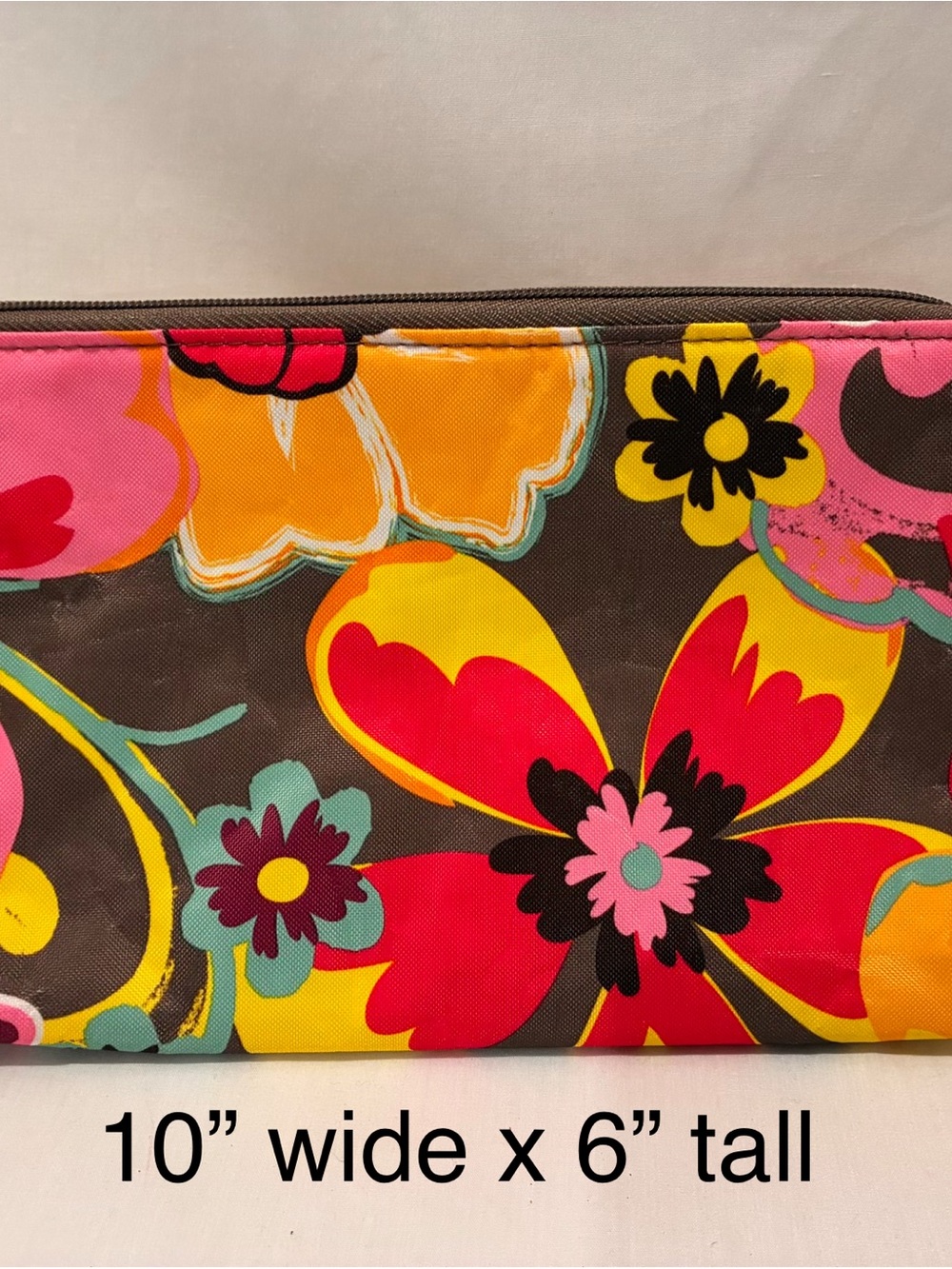 Floral Cosmetic Bag 10” x 6” Makeup Travel